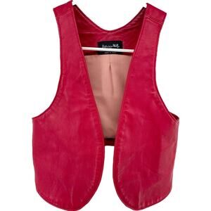 Patricia Wolf Leather Vest Cowgirl Open Cowboy Western Hot Pink Small